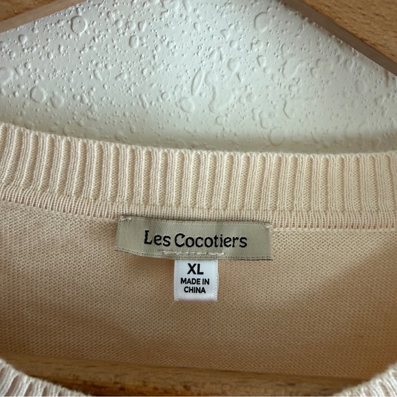 NWT Anthropologie Cotton Floral Short Sleeve Sweater Size XL - Picture 2 of 6